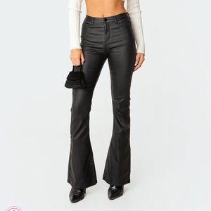 Edikted Luka Faux Leather Flare Jeans